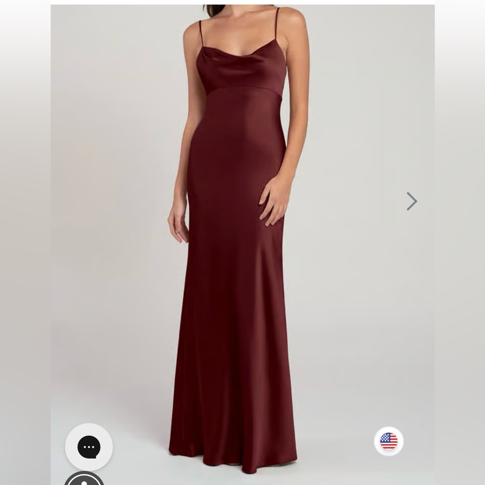 Jenny Yoo “Addison” Deep Red Satin Maxi Dress
